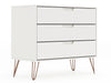 Manhattan Comfort Rockefeller Mid-Century Modern Dresser with 3-Drawers - White