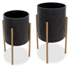 Black and Gold Aztec Iron Planter - Set of 2