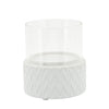 Ceramic Glass 5\" Chevron Pillar Candle Holder - White