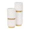 Ceramic 13\" Belted Vase - White and Gold
