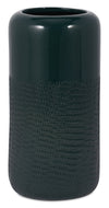 Forest Green 10\" Ceramic Grooved Vase