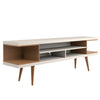 Manhattan Comfort Utopia 70.47\" TV Stand with Splayed Wooden Legs & 4 Shelves - Off White & Maple Cream