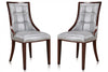 Manhattan Comfort Set of 2 Fifth Avenue Faux Leather Dining Chairs - Silver & Walnut