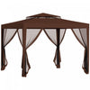 Outsunny 10' X 10' Canopy Tent, Party Tent With Mesh Netting And Double Tier Roof For Backyard, Gard