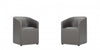 Anna Round Modern Vegan Leather Armchair in Graphite - Set of 2