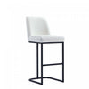 Serena Modern Metal Upholstered Barstool in White Armoire