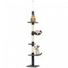 PawHut 102" Cat Tree 5-Tier Floor-to-Ceiling Cat Tower Kitty Activity Center with Scratching Post Play Rest Post Pet Furniture Dark Grey