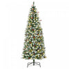 Homcom 6' Prelit Flocked Artificial Christmas Tree W/ Pine Cones, Berries