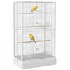 Pawhut 39" Bird Cage For Budgie, Finches, Canaries, Love Birds, Large Parrot Cage With Wooden Stands, Slide-out Tray, Handles, Food Containers, White