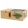 Pawhut Wood Tortoise House Indoor Outdoor Turtle Habitat Reptile Cage For Lizards, Geckos, 35.8\" X 2