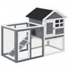 Pawhut 48\" Weatherproof Wooden Rabbit Hutch With Slant Roof And Screened Outdoor Run, Grey