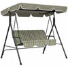 Outsunny 3-seat Patio Swing Chair With Adjustable Canopy Green And Brown