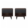 Duane Mid-Century Modern 20\" Fluted Nightstand in Black (1-Drawer) - Set of 2