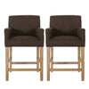 Gabrielle 26\" Seat Height Counter Stools Set Of 2 With Upholstered Fabric And Solid Wood Legs - Brown