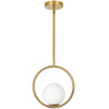 Dainolite Adrienna 10\" 1 Light Pendant Aged Brass Finish White Opal Glass Lamp