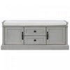 Boyce Solid Wood Storage Bench With 4-door Shoe Cabinet With Cushion -Grey