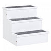 Pawhut Pet Steps 3-step Dog Stairs For Small Dogs Cats And Wooden Ramp With Storage Box Carpet Tread