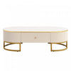 Edison 47.2\" Oval Engineered Wood Coffee Table With Storage Drawers - White