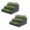 Costway 2 Pcs 3-tier Raised Garden Bed,47" X 47" X 24" Metal Outdoor Elevated Planter Box Black