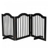 Pawhut Freestanding Pet Gate For Dogs 24\" Tall Foldable Dog Gates Indoor Wooden Barrier 3 Panels Wit