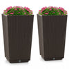 Costway 2pcs Outdoor Wicker Flower Pot 22.5"tall Planters With Drainage Hole Coffee