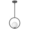 Dainolite Adrienna 10\" 1 Light Pendant Matte Black Finish White Opal Glass Lamp