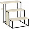 Pawhut 20\" 3 Steps Cat Stairs, Carpeted Ladder Ramp, Pet Steps With Scratching Board And Hanging Bal