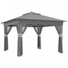 Outsunny 11x11ft Pop Up Canopy Tent With Curtains, Netting, 20 Solar-powered LED Lights, Roller Bag,