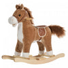 Qaba Rocking Horse Plush Animal On Wooden Rockers With Sounds, Wooden Base, Baby Rocking Chair For 3