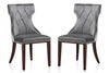 Manhattan Comfort Set of 2 Reine Velvet Dining Chairs - Grey & Walnut