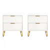 Dumbo Modern 20\" Fluted Nightstand in White (2-Drawer) - Set of 2