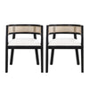 Lance Dining Chairs Set Of 2 With Rattan Back And U-shaped Seat - Black