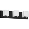 Dainolite Verona 3 Light Vanity Light Matte Black White Glass Shade Lamp