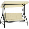 Outsunny 3 Seater Patio Swing Chair Convertible Cushioned Porch Swing Bed Outdoor Swing With Canopy