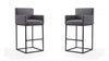 Ambassador Mid-Century Modern Metal Upholstered Barstool in Gray - Set of 2 Bar Stool