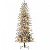 Homcom 7' Flocked Artificial Christmas Tree With Warm Yellow Clear Lights