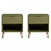 Dumbo Modern 20\" Fluted Nightstand in Olive Green (1-Drawer) - Set of 2