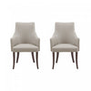 Connie Modern Vegan Leather and Velvet Wood Armchair in Light Gray - Set of 2 Dining Chair