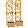 Outsunny Set Of 2 Raised Garden Bed With Trellis Board Flower Stand Lattice Panels For Plants, Flowe