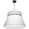 Dainolite Rochelle 1 Light Incandescent Pendant Matte Black White Ribbon Shade Lamp