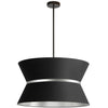 Dainolite Caterine 4 Light Pendant 24\" Dia Matte Black Finish Silver Ring/Black Shade Lamp