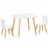 Qaba Kids Wooden Table And 2 Chairs Set Children 3-piece Dining Table With Cute Bear Shape And Round