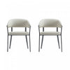 Belle Modern Metal Upholstered Dining Chair in Oatmeal - Set of 2