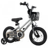 Costway 12" Kid's Bike With Training Wheels Adjustable Handlebar & Seat Handbrake Silver