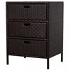 Outsunny 32\" Poolside Rattan Wicker Patio Organizer Storage Cabinet Bathroom Storage W/ 3 Large Draw