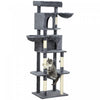 PawHut Cat Tree, 69" Cat Tower for Indoor Kittens, Multi-Level Tower with 2 Condos, Scratching Posts, 2 Hammocks, Perches, Pompoms for Multiple Kitties, Dark Grey