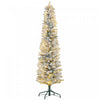 Homcom 7 Foot Snow Flocked Artificial Pencil Christmas Tree With Lights