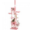 PawHut Cat Tower for Large Cats Adult, Floor to Ceiling Cat Tree Adjustable Height 94"-102" Multi-Level with Scratching Posts, Cozy Hammock, Pompoms, Pink
