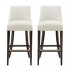 Beever Modern Chenille Wood Upholstered Barstool in Cream - Set of 2 Bar Stool