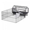 Pawhut Metal Small Rabbit Hutch Cage Main House Guinea Pig Hutch Small Animal Shed W/ Wheels And Bra